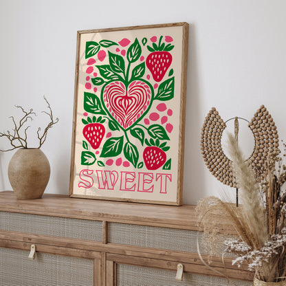 Retro Sweet Strawberry Poster 2024