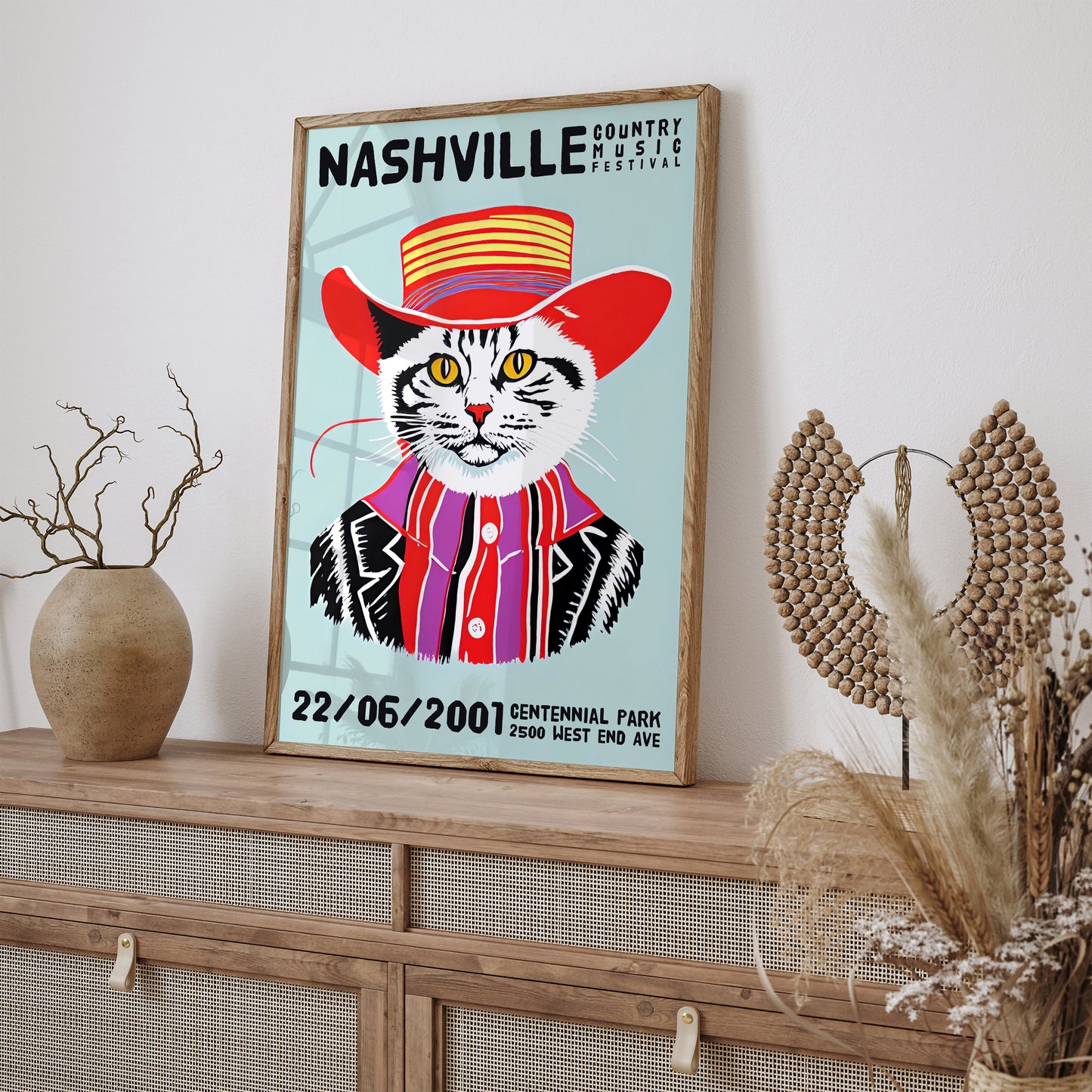 Nashville Country Music Cat Poster