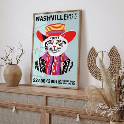 Nashville Country Music Cat Poster