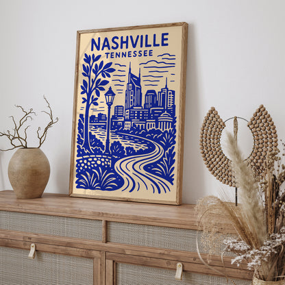 Nashville Tennessee Cityscape Travel Wall Art Print