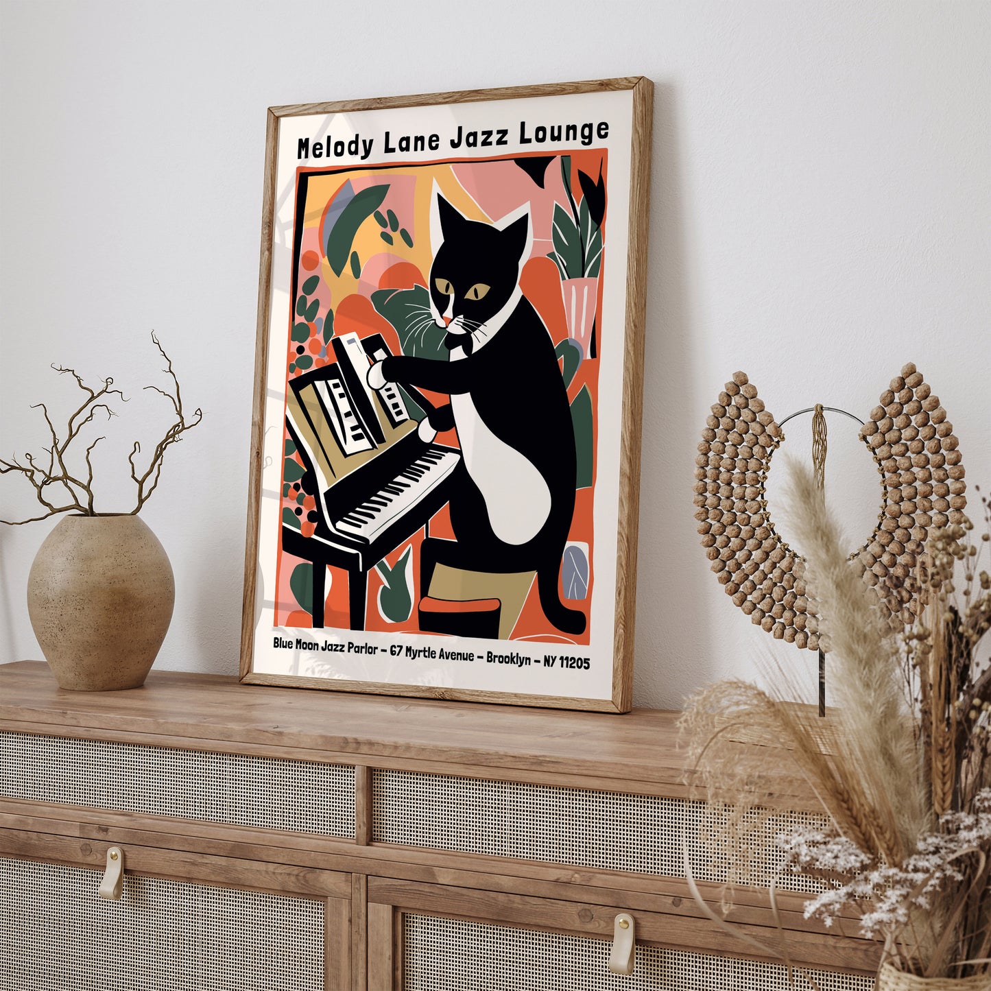 Melody Lane Jazz Lounge Cat Poster