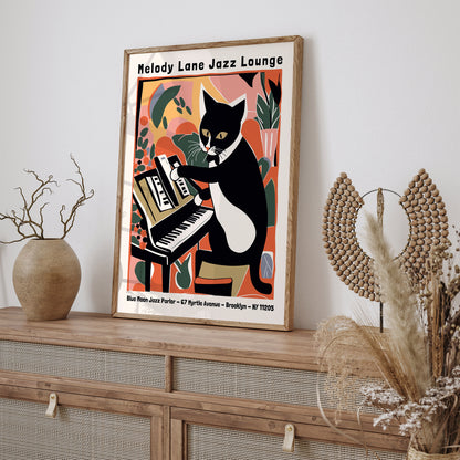 Melody Lane Jazz Lounge Cat Poster