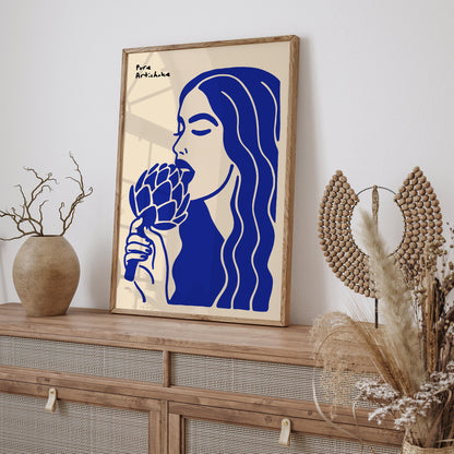 Artichoke Girl Poster - Funny Kitchen Wall Art