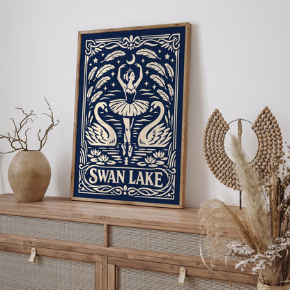 Swan Lake Classical Ballet Vintage Art Poster