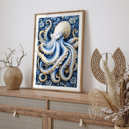 Blue Octopus Nautical Wall Art