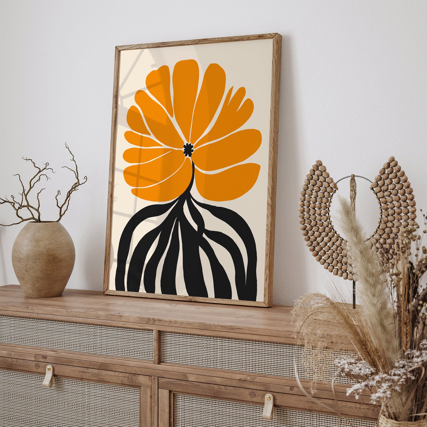 Big Yellow Flower Mid Century Poster