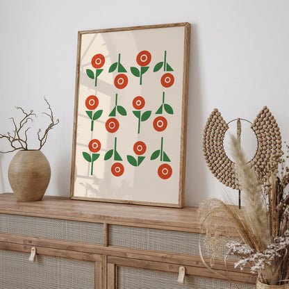 Retro 60s Minimalist Flowers Poster