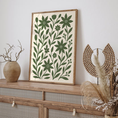 Green Scandinavian Botanical Art Print