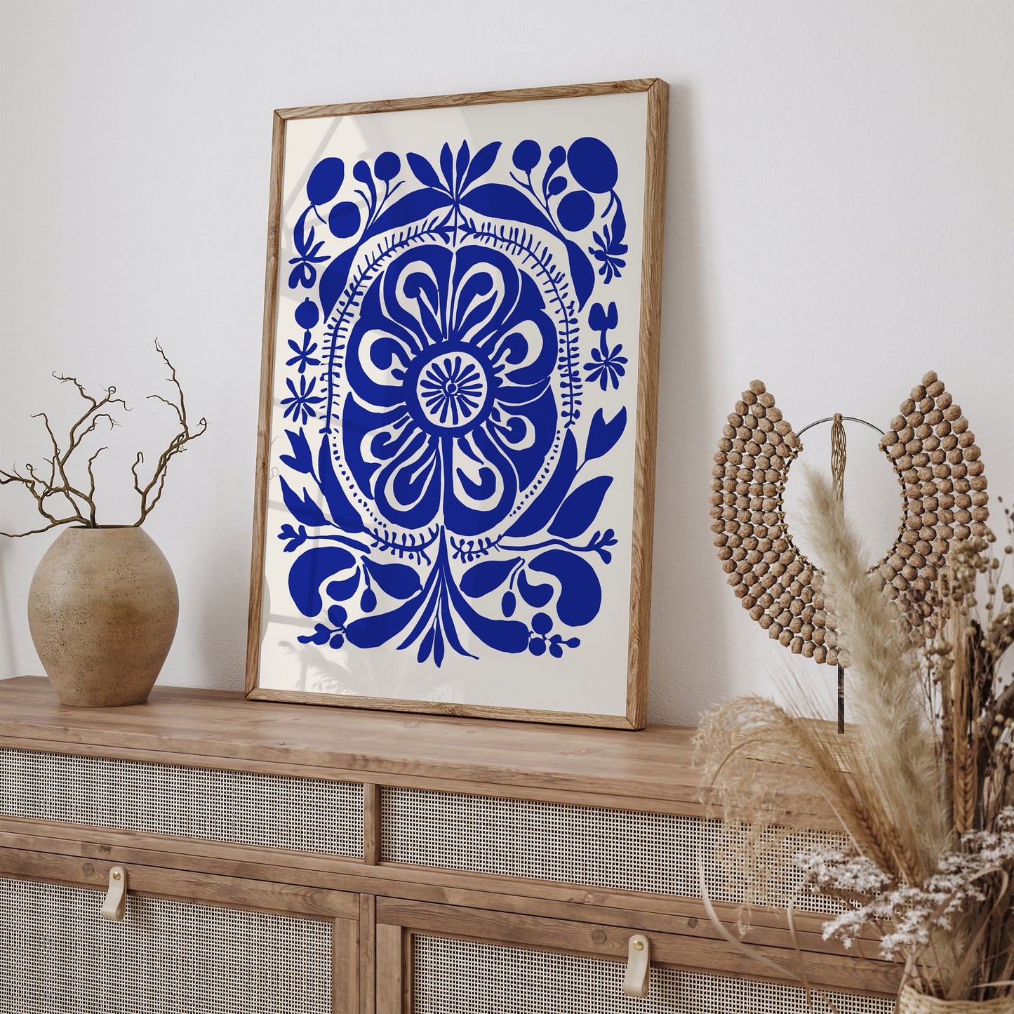 Trendy Blue Botanical Abstract Poster