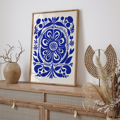 Trendy Blue Botanical Abstract Poster