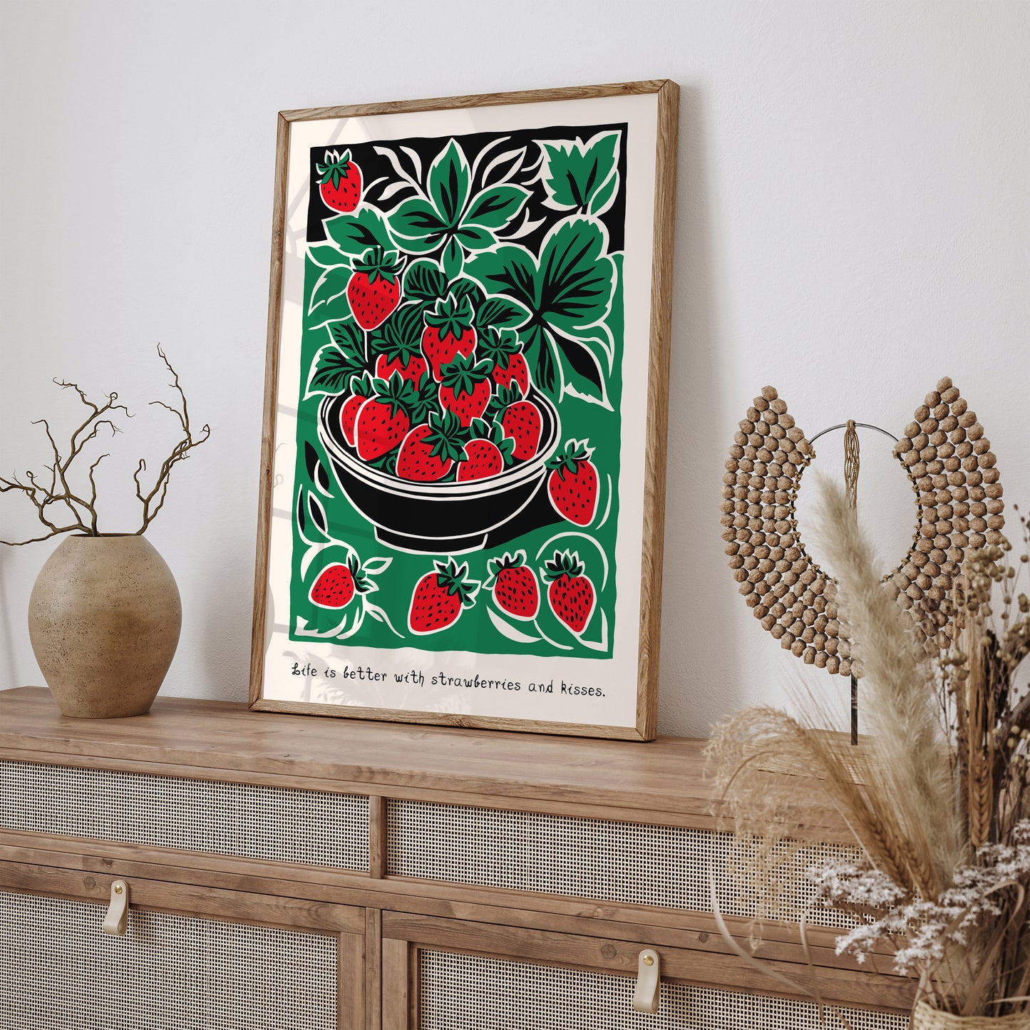 Strawberry Poster - Kitchen Retro Art