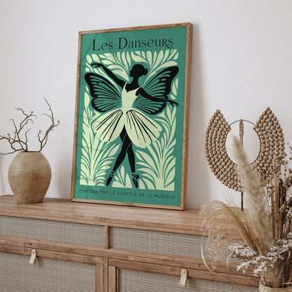 Les Danseurs French Green Ballet Poster