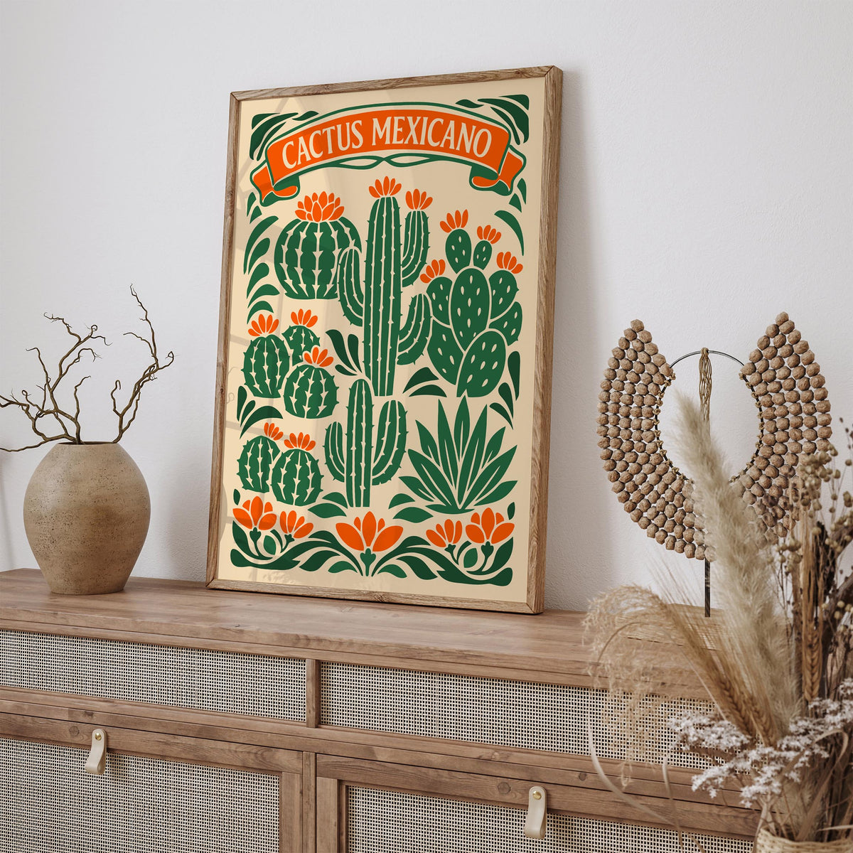 Mexican Cactus Floral Poster
