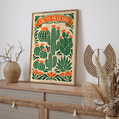 Mexican Cactus Floral Poster