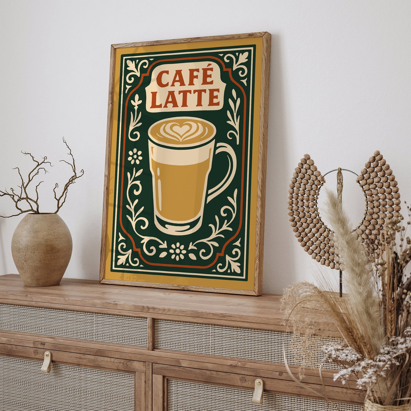 Cafe Latte Poster - Cafe Wall Decor in Rococo Elegant Style