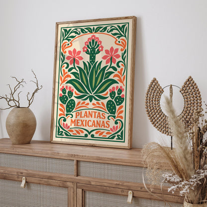 Colorful Mexican Plants Poster