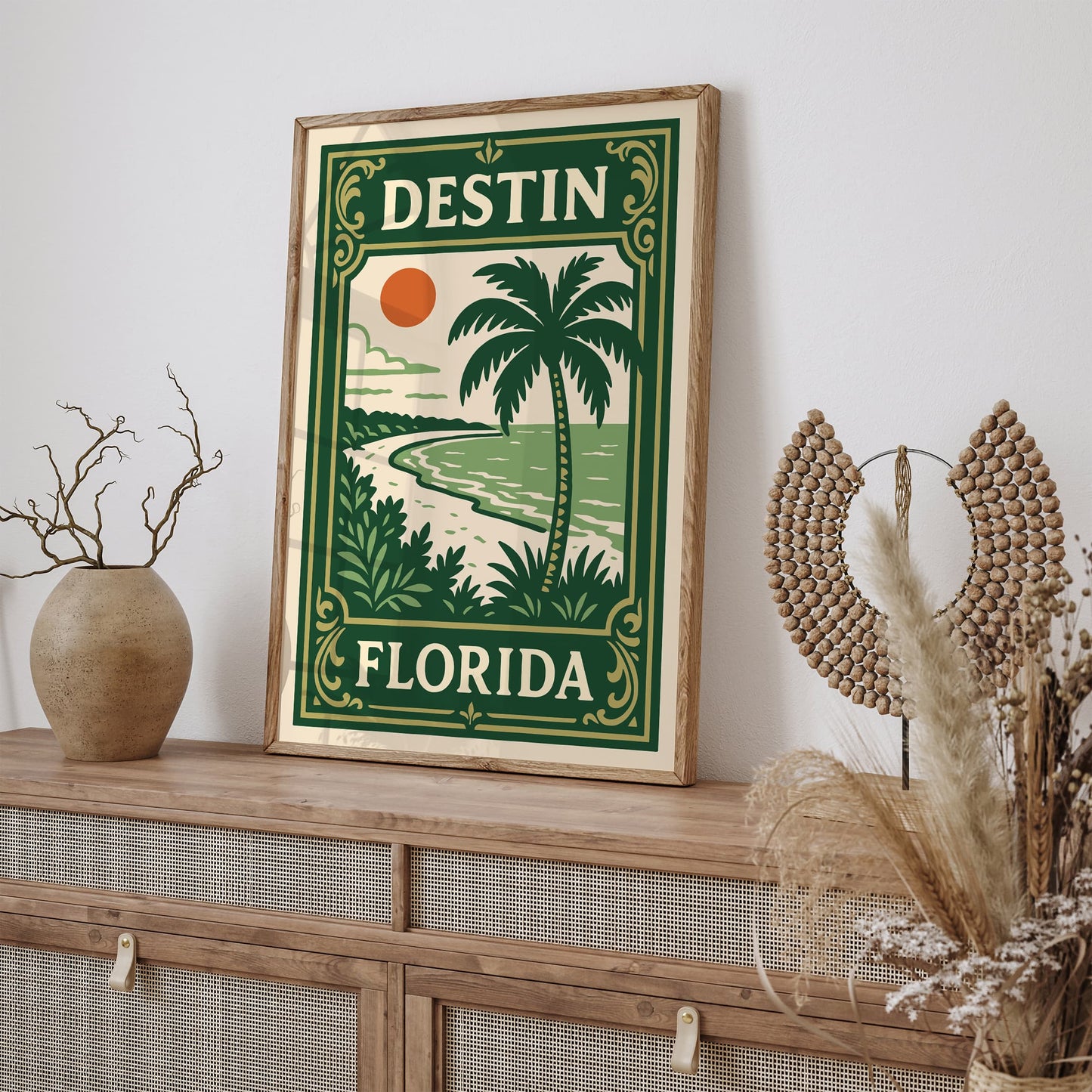 Destin Florida Beach Landscape Poster – Green Tones