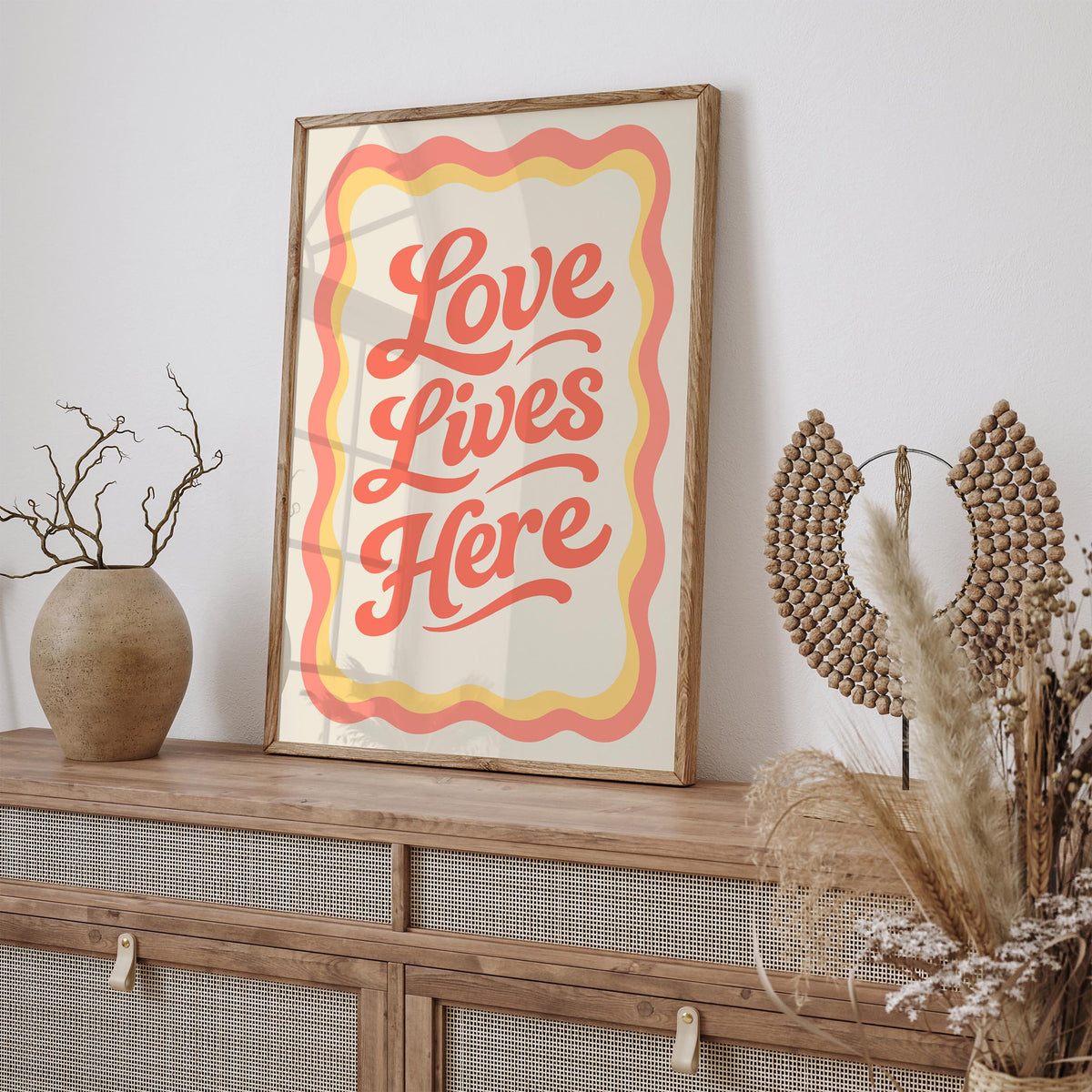 Love Lives Here Poster - Retro Quote Wall Art