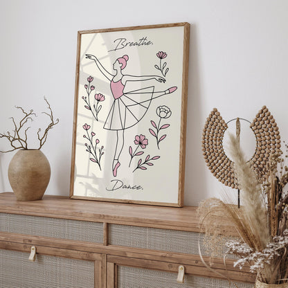 Breathe. Dance. Poster - Minimalist Line Art Print