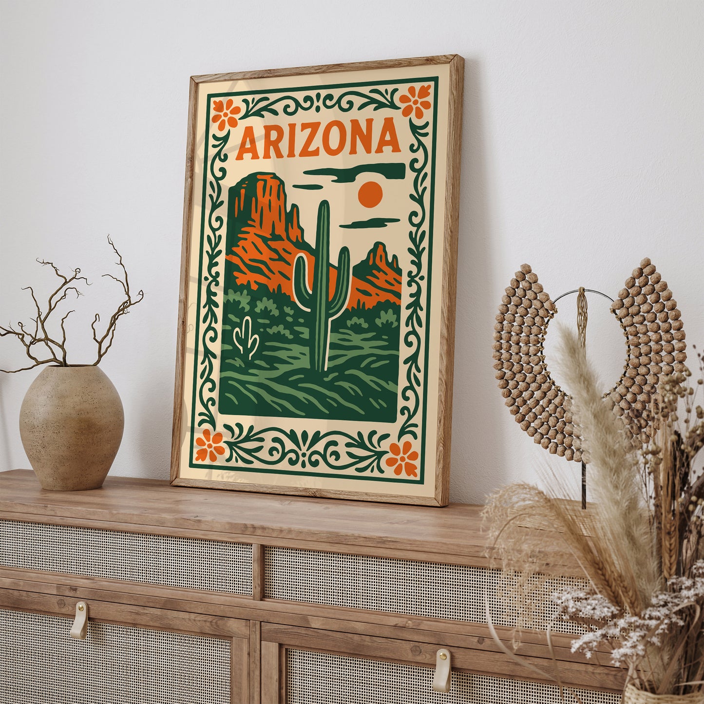 Arizona Travel Poster - Green Landscape Art Print