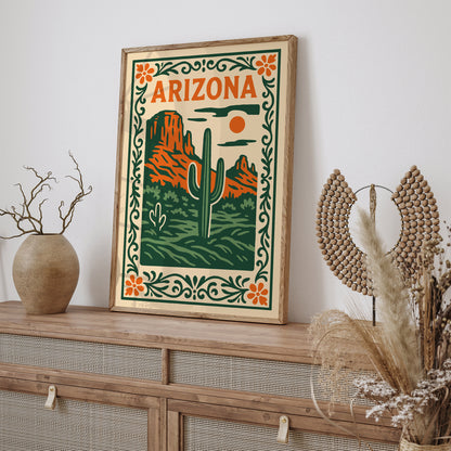Arizona Travel Poster - Green Landscape Art Print