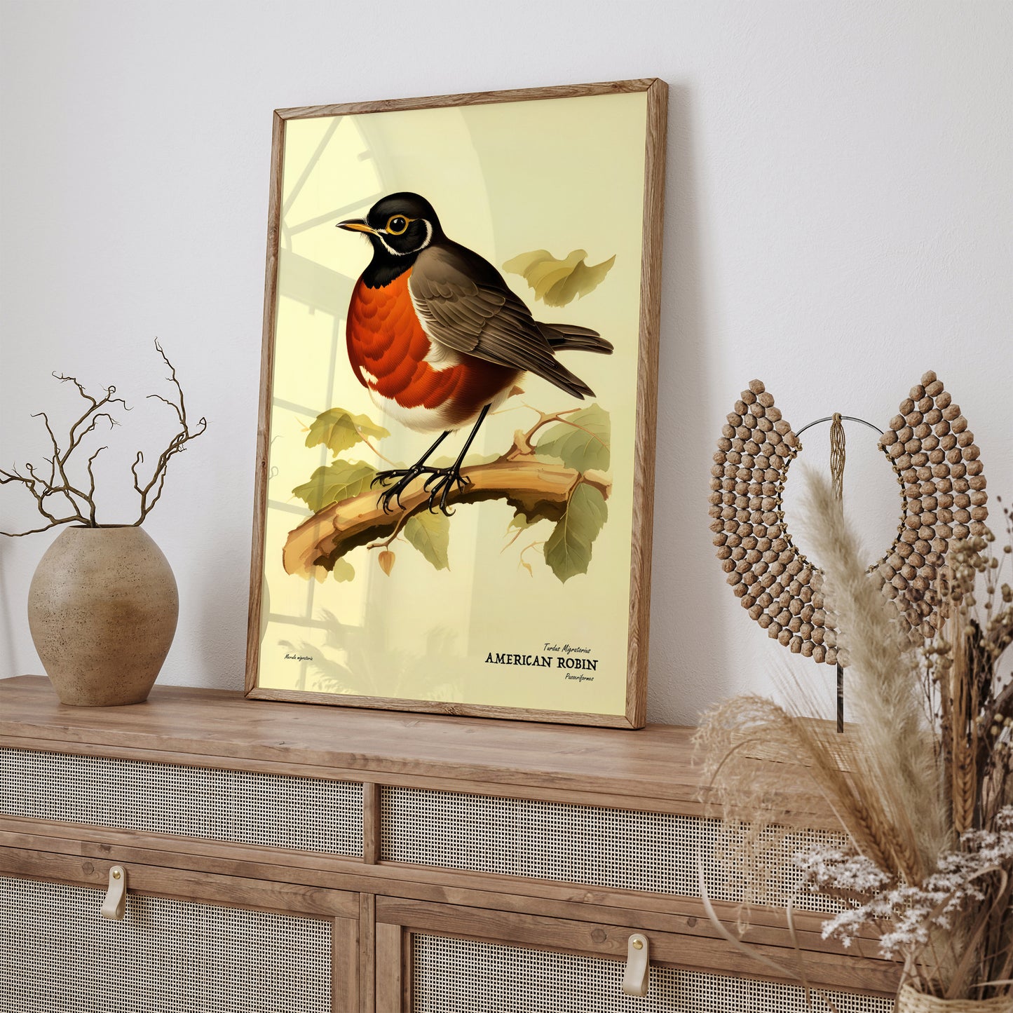 American Robin Vintage Bird Poster