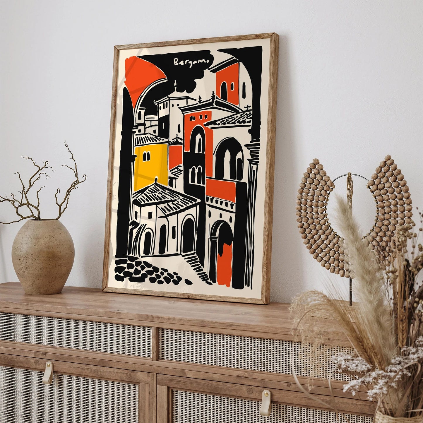 Bergamo Travel Poster Italy – Architecture Wall Print