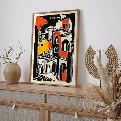 Bergamo Travel Poster Italy – Architecture Wall Print