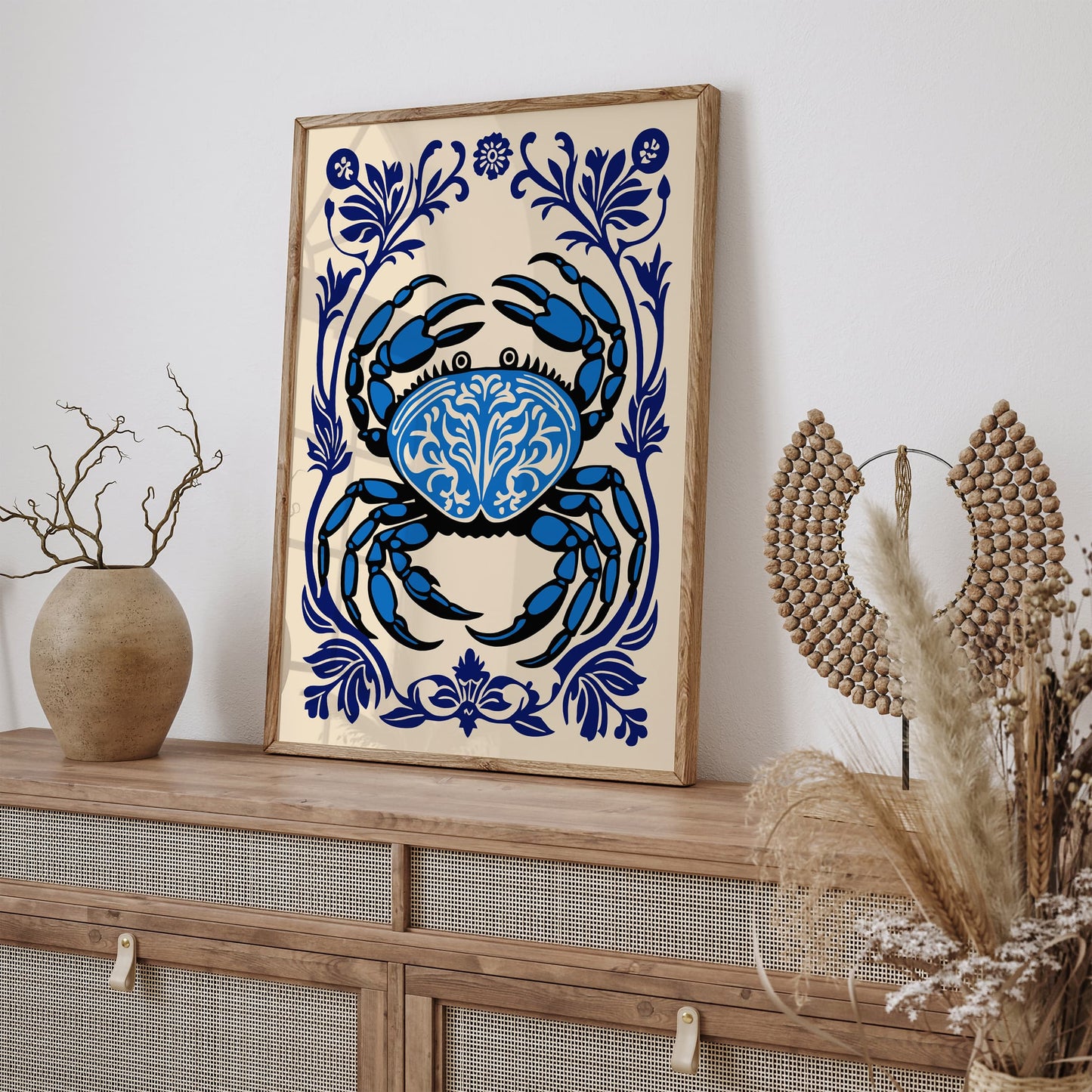 Blue Crab Neutical Art Print