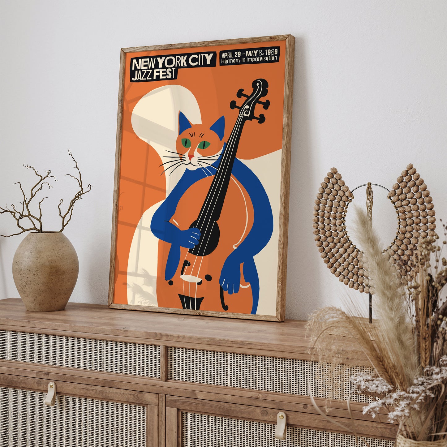 Retro Cat NYC Jazz Festival Wall Art