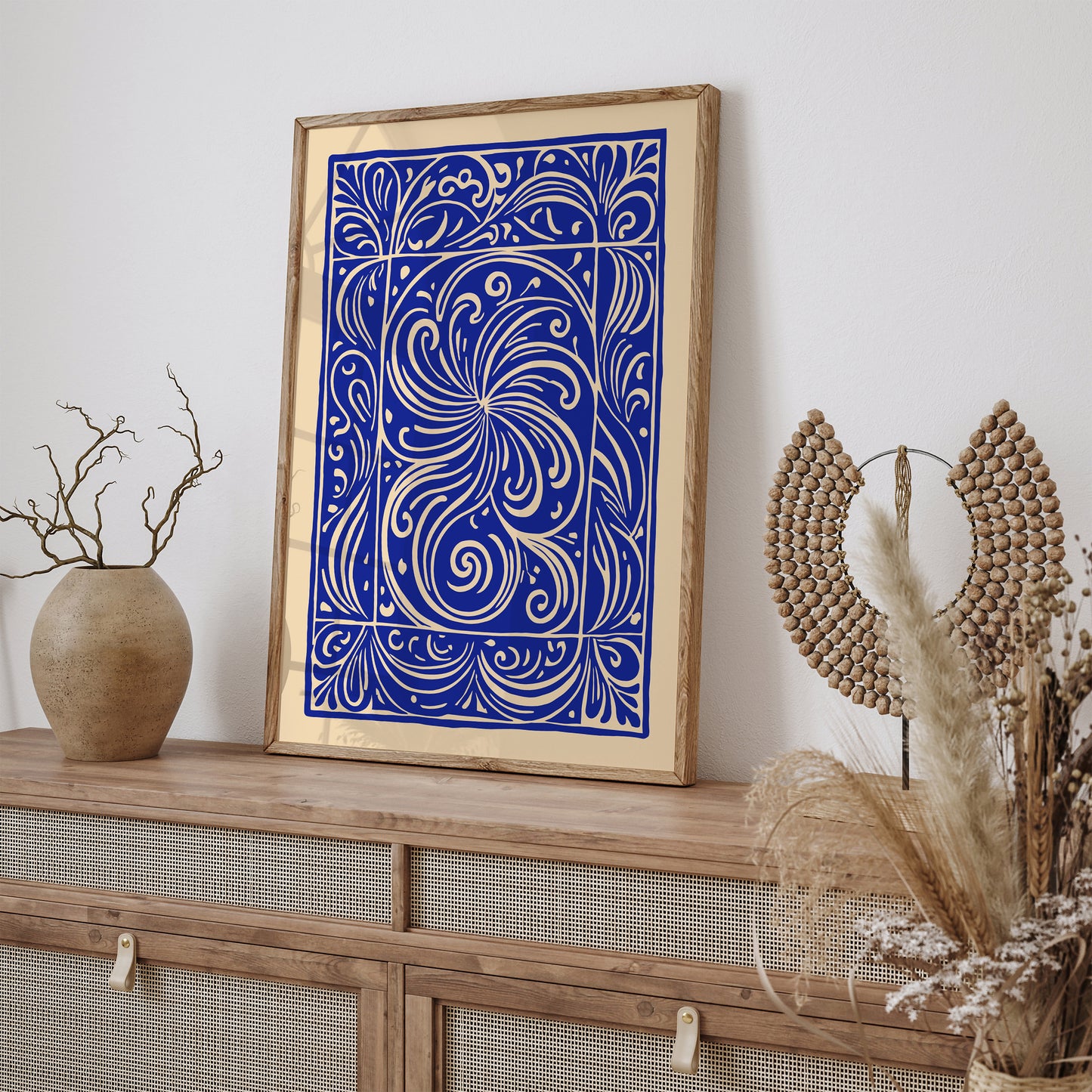 Cobalt Blue Retro Abstract Wall Art