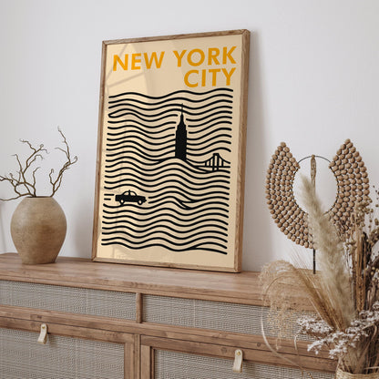 Modern New York City Poster - Minimalist Travel Print