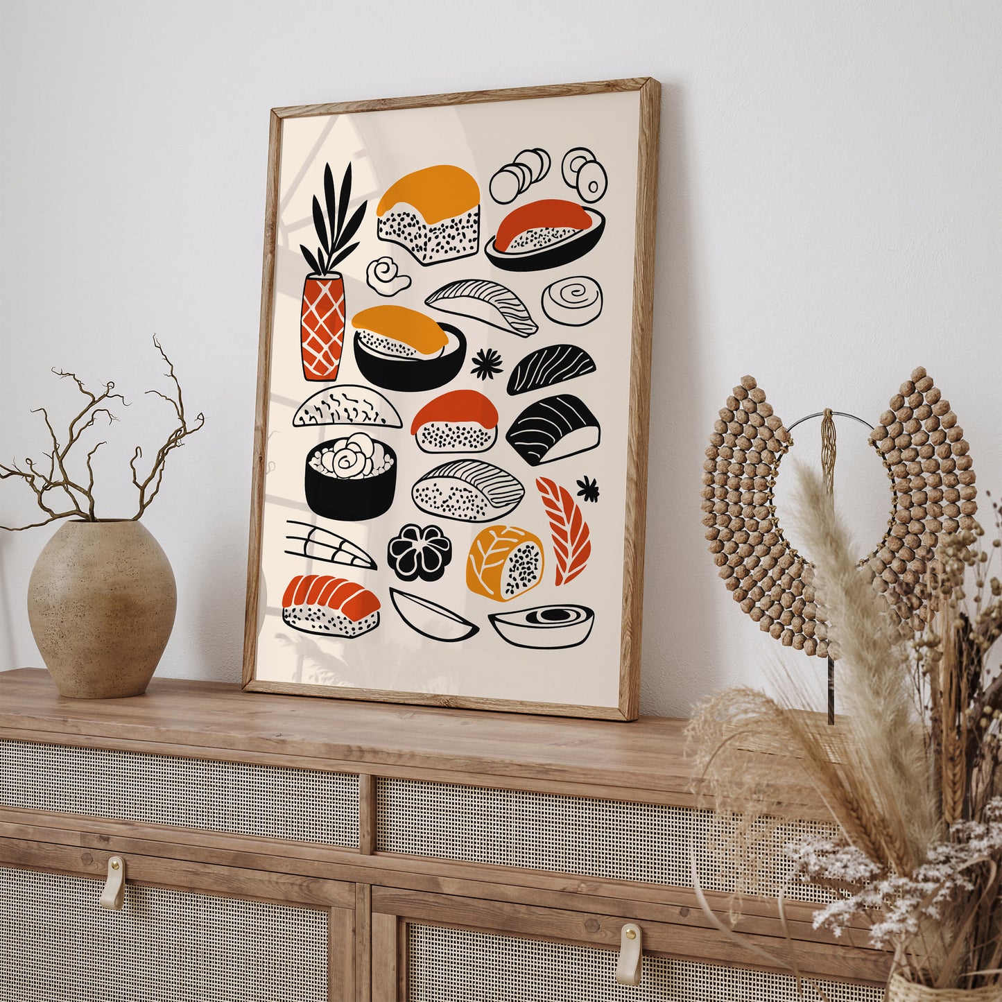 Modern Sushi Illustration for Kitchen Decor