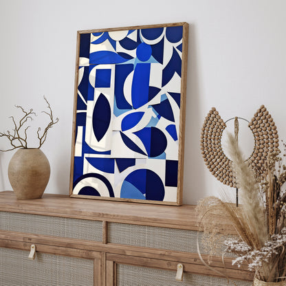 Blue Indigo Shapes Abstract Wall Art