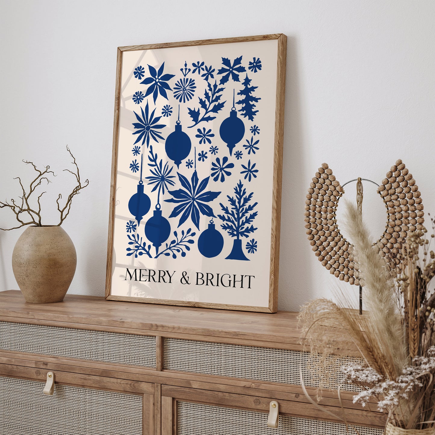 Merry and Bright Christmas Art Print 2024