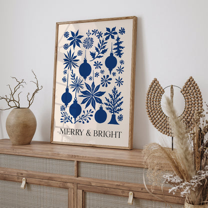 Merry and Bright Christmas Art Print 2024