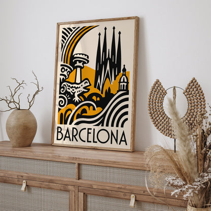 Barcelona Cityscape Modern Poster