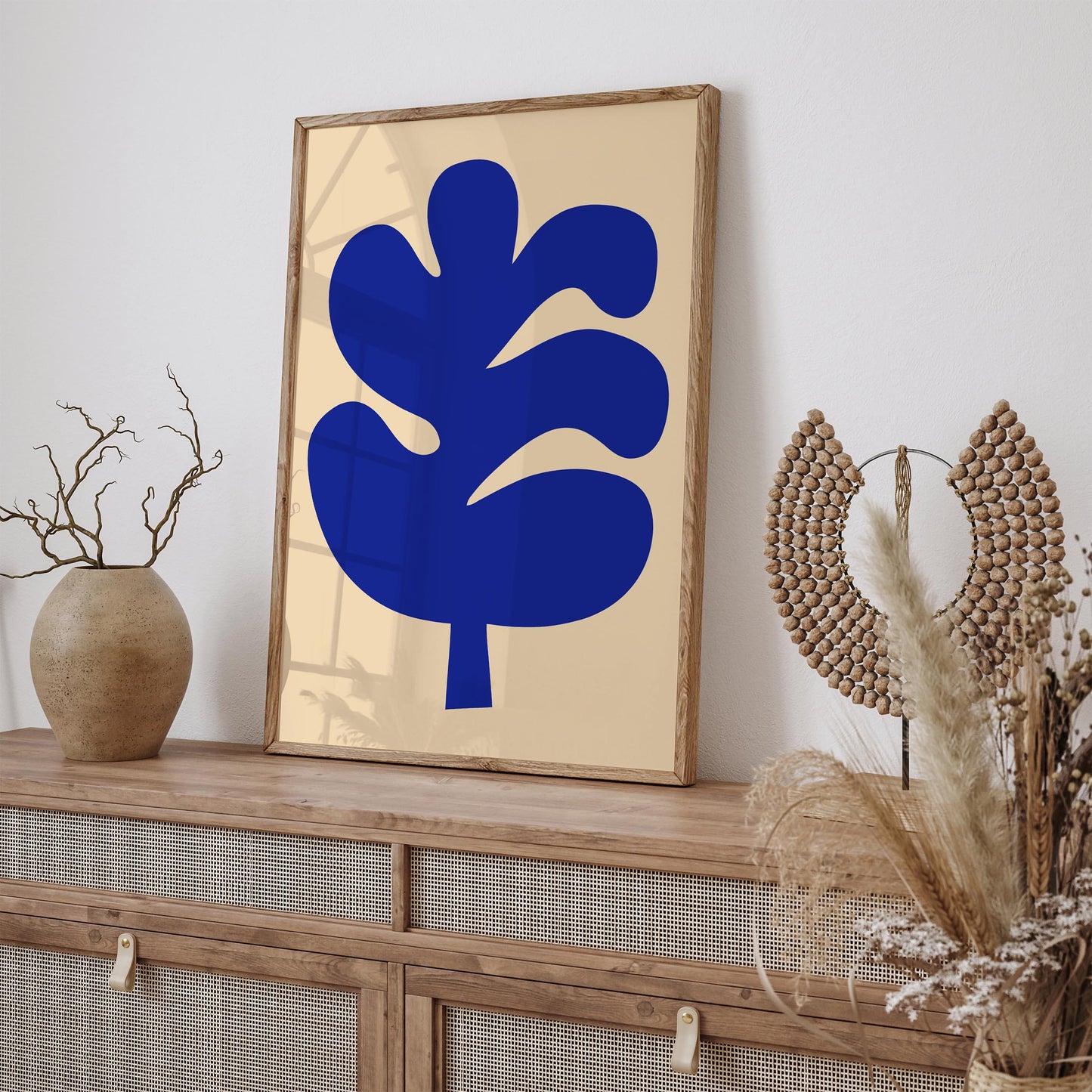 Blue Leaf Wall Art Print