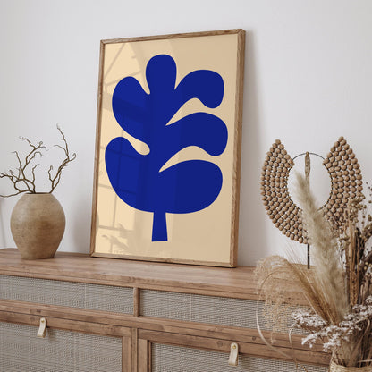 Blue Leaf Wall Art Print