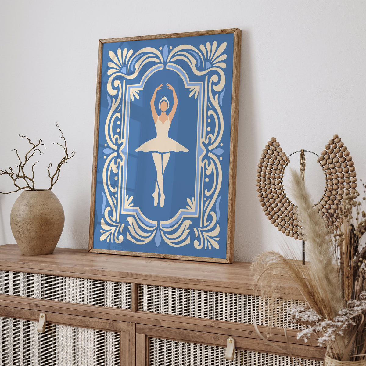 Swan Lake Ballet Poster – Blue Ballerina Art