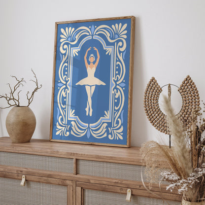 Swan Lake Ballet Poster – Blue Ballerina Art