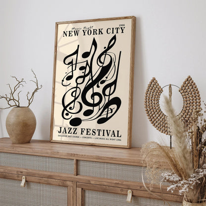 Jazz Festival NYC Poster – Music Night Vintage Wall Art