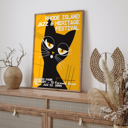 Rhode Island Retro Jazz Cat Poster