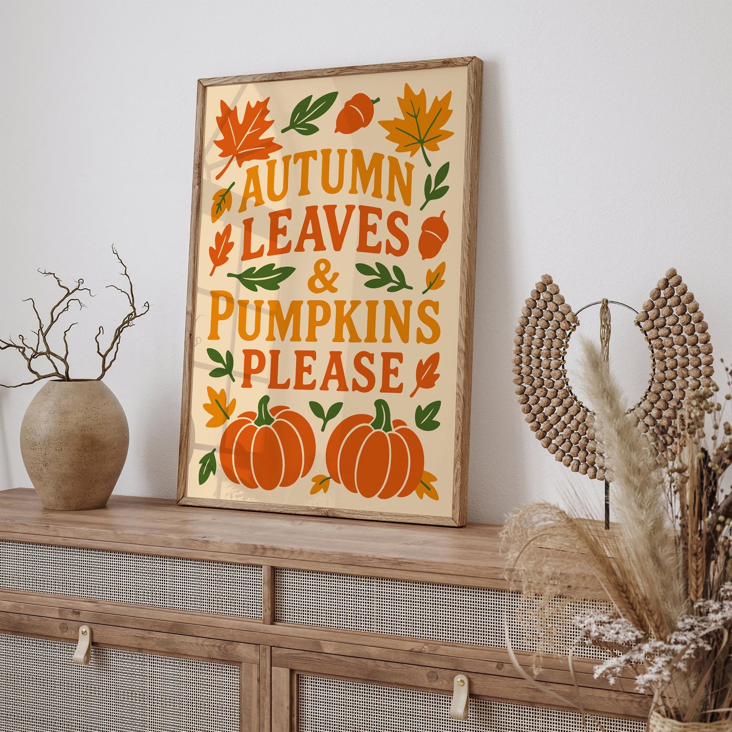 Autumn Leaves & Pumpkins Please Poster