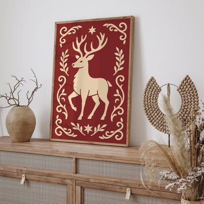 Reindeer Poster, Christmas Style Home Decor