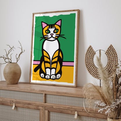 Anxious Kitten Quirky Art Print