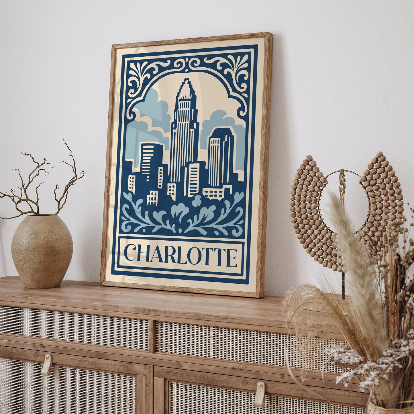 Charlotte, USA Travel Poster – Charlotte Wall Art Print