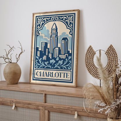 Charlotte, USA Travel Poster – Charlotte Wall Art Print