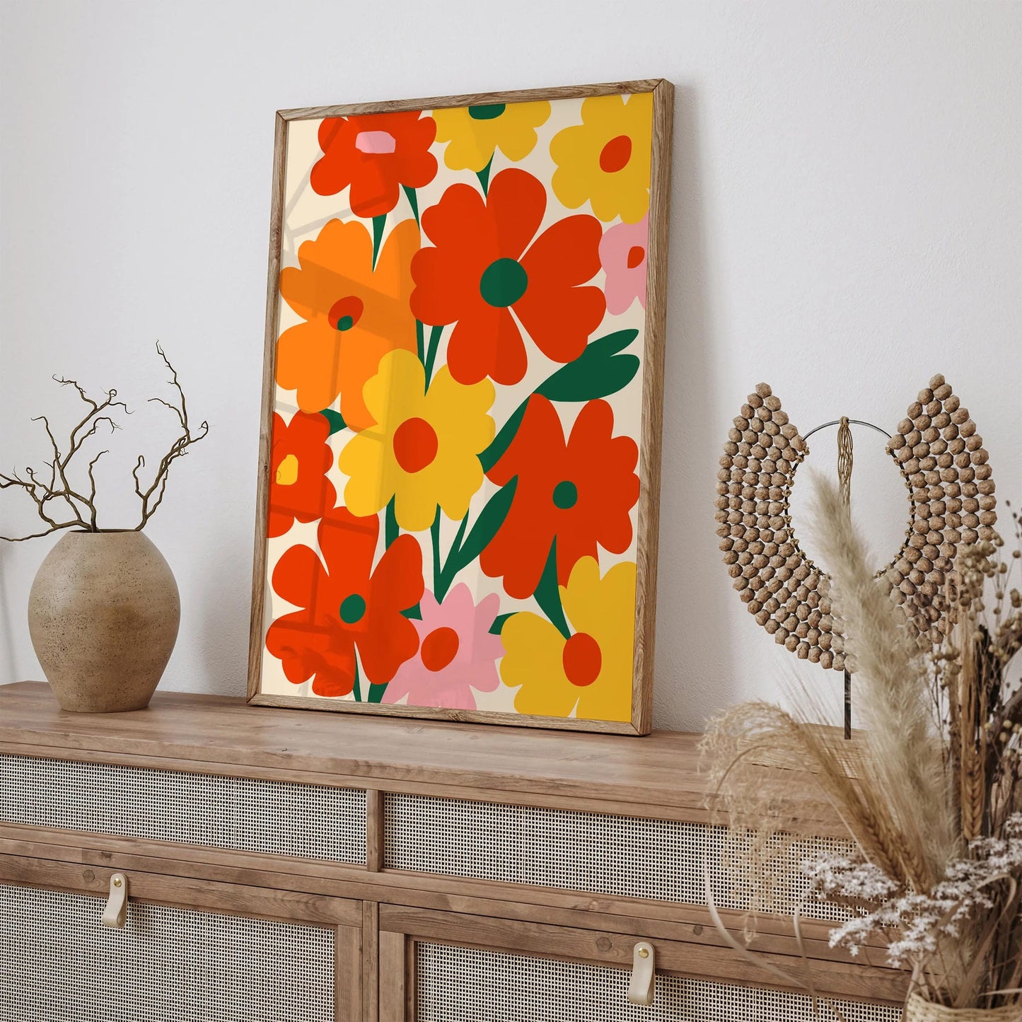 Retro Colorful Vibrant Flowers Poster