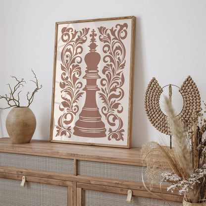 Mocha Mousse Chess Wall Art Print
